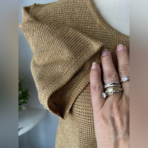 BRETT HARRISON Tan knit short Sleeves, Top, with SHINE SIZE M - Picture 8 of 15